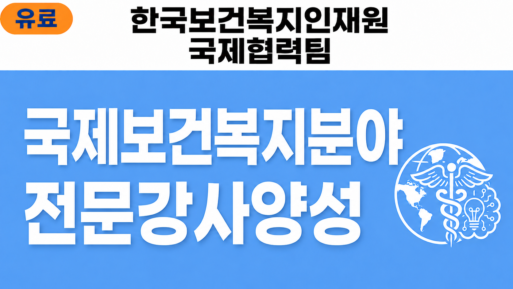 한국보건복지인재원 국제협력팀 국제보건복지분야전문강사양성