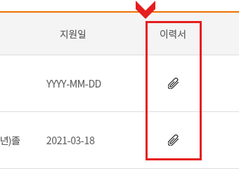 지원자의 이력서를 조회하는 절차를 안내하는 모바일용 이미지로 자세한 내용은 컨텐츠의 설명을 참조
